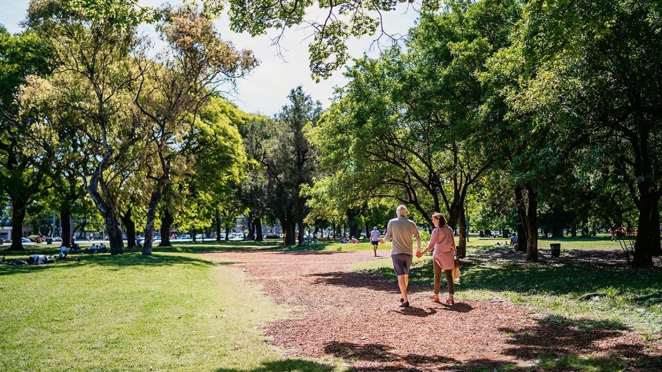 Provost couple walking outside